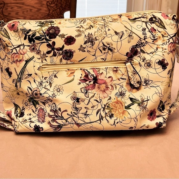 Source Unknown Handbags - White Floral Leather Crossbody Handbag